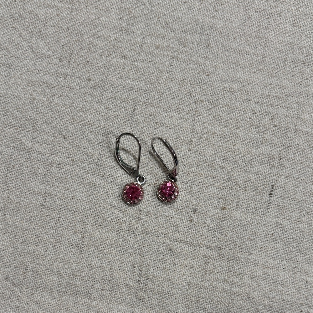 Rhinestone Pink Drop Earrings